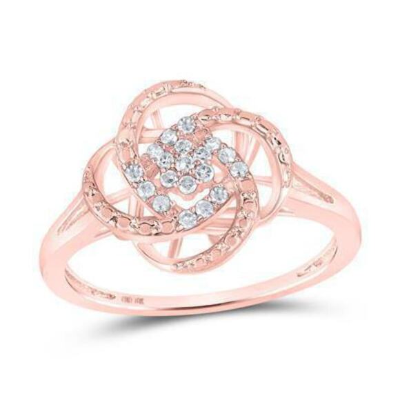 Diamond Flower Ring 10k Rose Gold Size 7 - Picture 1 of 1